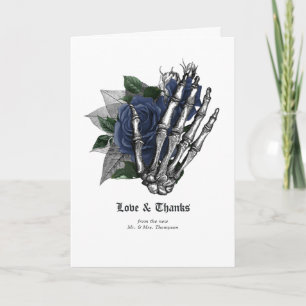 Cartão De Agradecimento Marinho Blue Floral Gothic Wedding