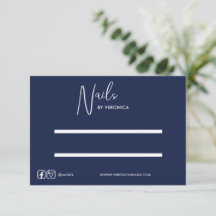 Marinho Blue White Chic Press On Nail Display Card