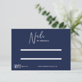 Cartão De Agradecimento Marinho Blue White Chic Press On Nail Display Card