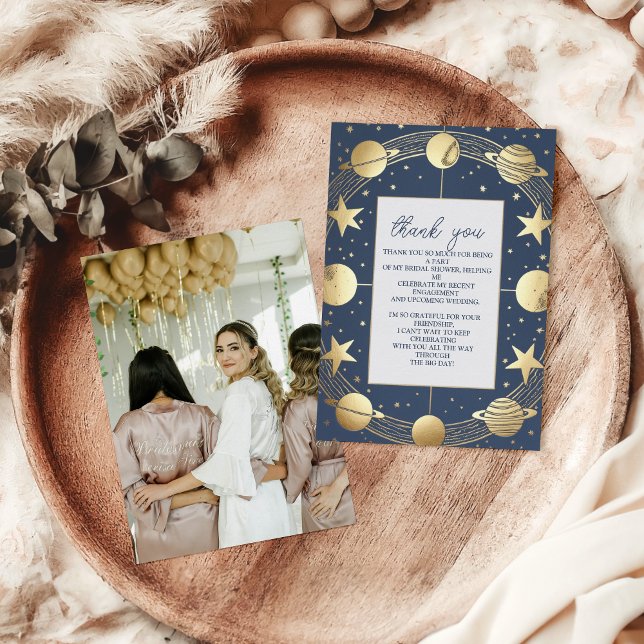 Cartão De Agradecimento Marinho Celestial Crescent Chá de panela da Lua (Criador carregado)