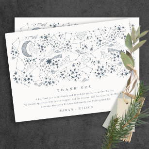 Cartão De Agradecimento Marinho Celestial Starry Night Moon Casamento