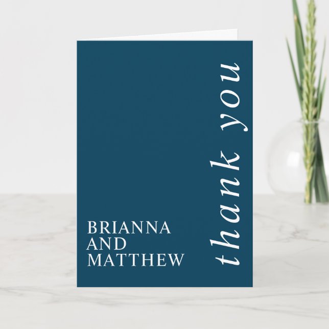 Cartão De Agradecimento Marinho Clássico Simples e Branco Obrigado (Frente)