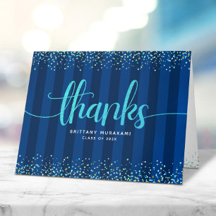 Cartão De Agradecimento Marinho de caligrafia de roteiros de graduação