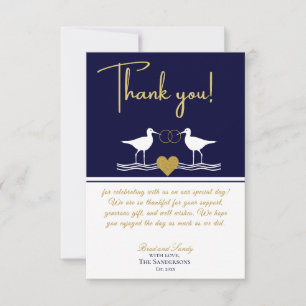 Cartão De Agradecimento Marinho de Casamento Costeiro Náutico Sandpiper D