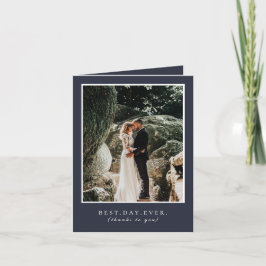 Cartão De Agradecimento Marinho De Melhor Dia Foto De Casamento Azul Obrig