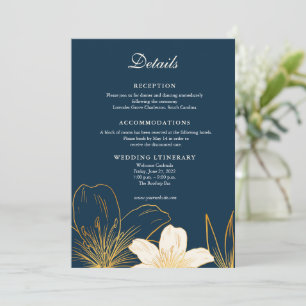 Cartão De Agradecimento Marinho de Mofern Blue Flower Enclosure Cards