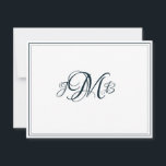 Cartão De Agradecimento Marinho do Monograma Clássico e Script Flourish Br<br><div class="desc">Cartões de agradecimentos plano clássico,  elegante,  Marinho profissional e branco Flourish Script monograma. perfeito para correspondência comercial. Estas são placas de nota plana. Se você quiser Cartões dobrados,  vá para a parte inferior da página onde ela diz "Transferir este design" e selecione cartões de agradecimentos dobrado.</div>
