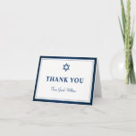 Cartão De Agradecimento Marinho Elegante Bar Azul Mitzvah Obrigado Nota<br><div class="desc">Marinho Elegante Bar Azul Mitzvah Obrigado Cartão Nota</div>