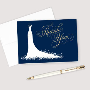 Cartão De Agradecimento Marinho Elegante e Chá de panela Dourado de Palhaç