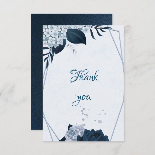 Cartão De Agradecimento marinho elegante e obrigado botânico poeirento de  (Frente/Verso)