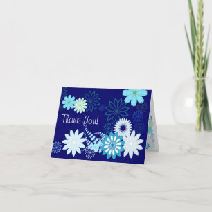 Cartão De Agradecimento Marinho Floral Obrigado