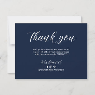 Cartão De Agradecimento Marinho Modern Lettering Business Package Obrigado