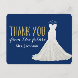 Cartão De Agradecimento MARINHO NA MODA e DOURADO Obrigado!