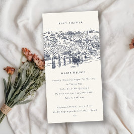 Cartão De Agradecimento Marinho Winery Mountain Sketch Chá de fraldas Invi