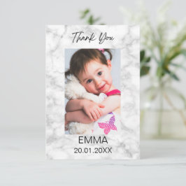 Cartão De Agradecimento Mármore Branco Simples