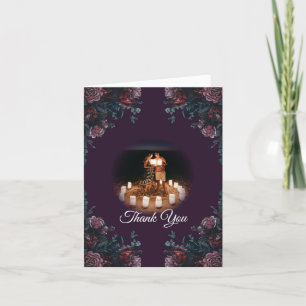 Cartão De Agradecimento Maroon Mauve, Casamento Elegante Floral Roxo Escur