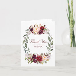 Cartão De Agradecimento Marsala Borgonha Floral Casamento Obrigado