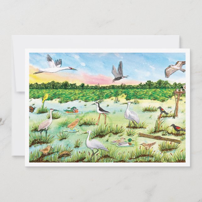 Cartão De Agradecimento Marsh Wetlands Flat Greeting Card (Frente)