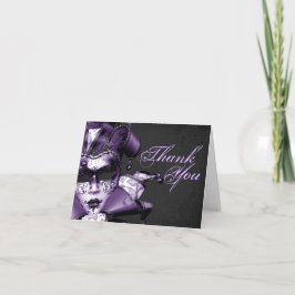 Cartão De Agradecimento Mascarada roxo do carnaval