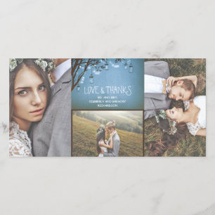 Cartão De Agradecimento Mason Jar Firefly Lights Rustic Weding Obrigado