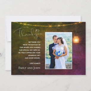 Cartão De Agradecimento Mason Jar Tons Quentes de Outono foto Obrigado