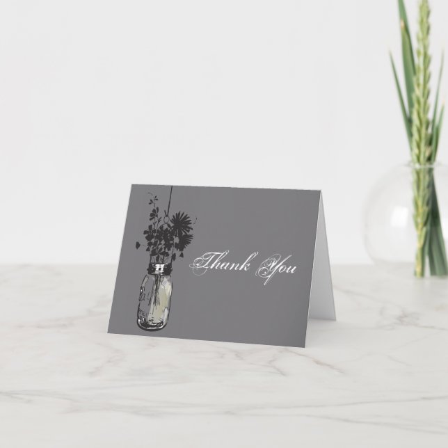 Cartão De Agradecimento Mason Jar & Wildflowers Note Card (Frente)