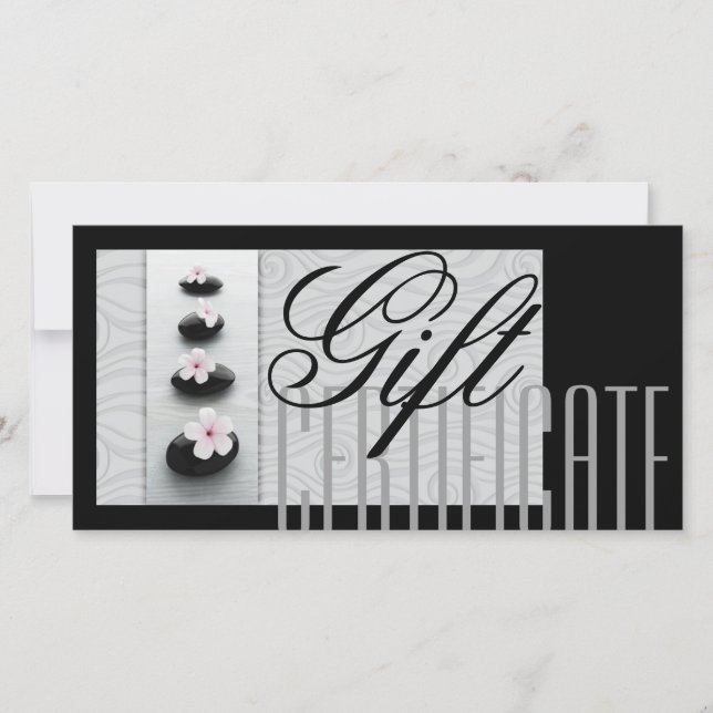 Cartão De Agradecimento Massage Spa Certificate Healing Black Stones (Frente)