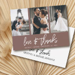 Cartão De Agradecimento Mauve de Colagem de Fotos Moderna com Letra Mão<br><div class="desc">Obrigado seus convidados com esta moderna colagem de fotos,  obrigado cartas com "amor e obrigados" manuscritos.</div>