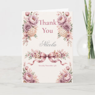 Cartão De Agradecimento Mauve e Rosa Dourado Sweet Sixteen