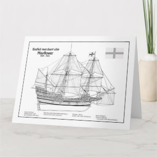 Cartão De Agradecimento Mayflower - Navio Planos de Impressão Bluetooth BD