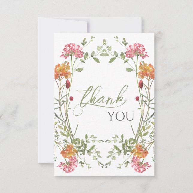 Cartão De Agradecimento Meadow Flowers Watercolor Baby Shower (Frente)