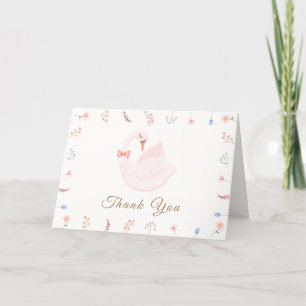 Cartão De Agradecimento Meadow Wildflower Princess Swan Girl Chá de fralda