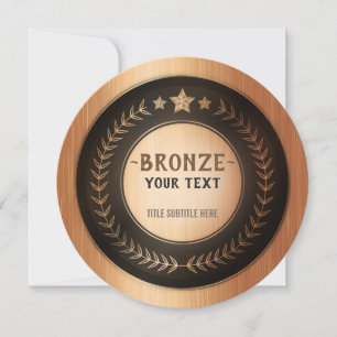 Cartão De Agradecimento MEDALHA Bronze Campeão IMPRESSÃO PERSONALIZADA DIY