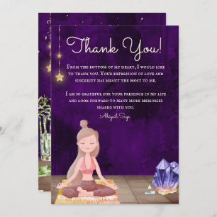Cartão De Agradecimento Meditação e Cristais Personalizados de Garotas Yog