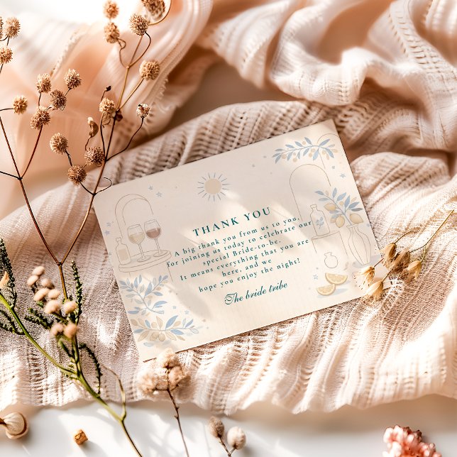 Cartão De Agradecimento Mediterranean Ciao Miss Bridal Shower (Criador carregado)