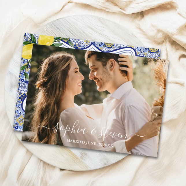 Cartão De Agradecimento Mediterranean-Inspired Wedding with Lemon Accents (Criador carregado)