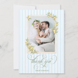Cartão De Agradecimento Mediterranean Lemon Wedding Photo Thank You