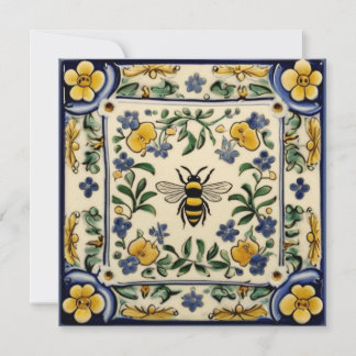 Cartão De Agradecimento Mel Bee Tradicional Azul Amarelo Mediterrâneo