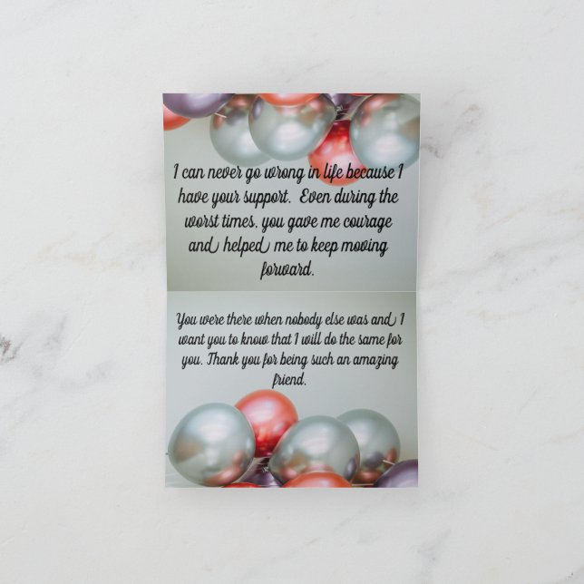 Cartão De Agradecimento melhor amigo obrigado cartas (Interior)