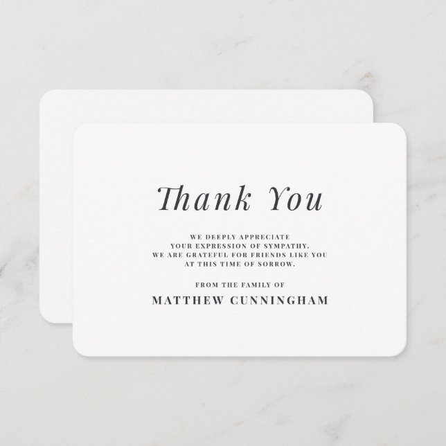 Cartão De Agradecimento Memória Memorial Moderna Simples No Amor (Frente/Verso)