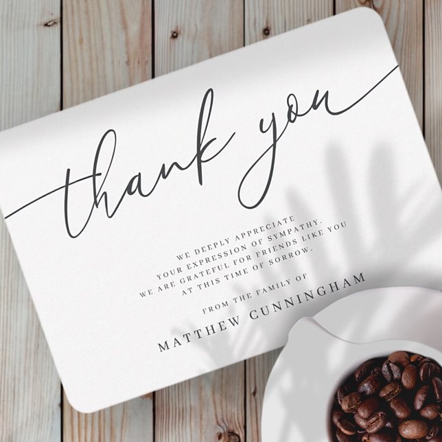 Cartão De Agradecimento Memória Mínima Simples E Moderna Do Memorial (Criador carregado)