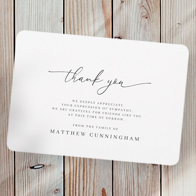 Cartão De Agradecimento Memória Mínima Simples E Moderna Do Memorial (Criador carregado)