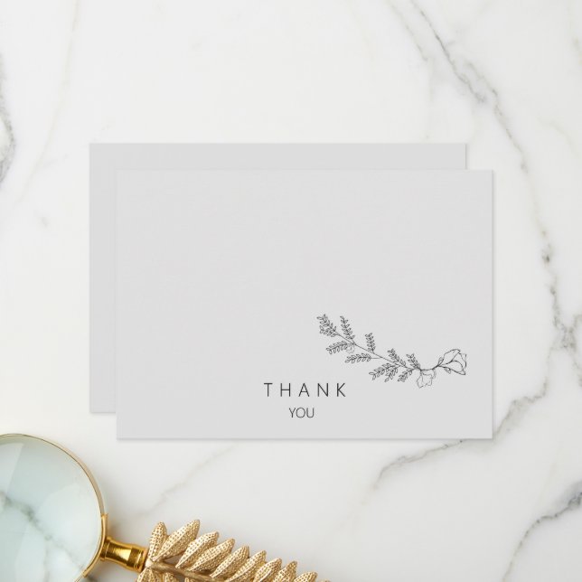 Cartão De Agradecimento Memória Simples De Amar Tronco Floral Simples (Frente/Verso In Situ)