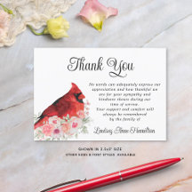 Memorial Cardinal Watercolor Floral Obrigado