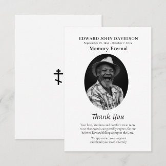 Cartão De Agradecimento Memorial Clássico Ortodoxo Cristão com Foto
