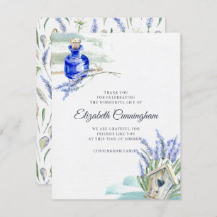 Cartão De Agradecimento Memorial Country Rustic Lavanda Floral Botânica