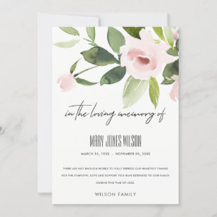 CARTÃO DE AGRADECIMENTO MEMORIAL DE FLORA FLORA WATERCOLOR DE PINOS BRUTOS