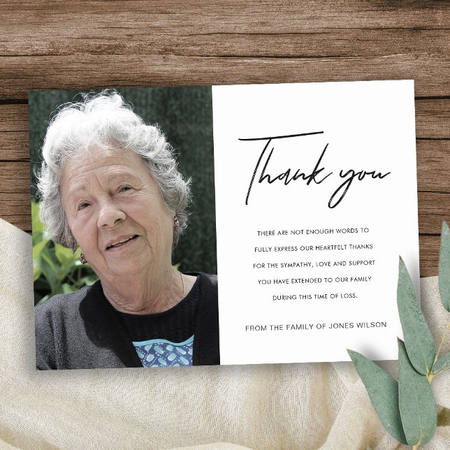 CARTÃO DE AGRADECIMENTO MEMORIAL DE FOTO ELEGANTE MINIMAL MODERNA (Criador carregado)