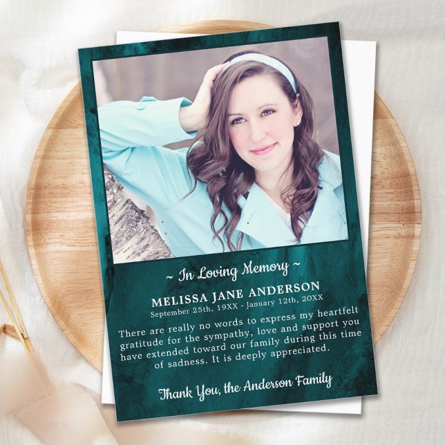 Cartão De Agradecimento Memorial de Fotografia Funeral Moderna (Criador carregado)