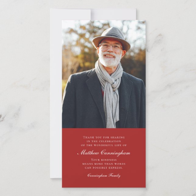 Cartão De Agradecimento Memorial de Fotos Clássico e Simples (Frente)